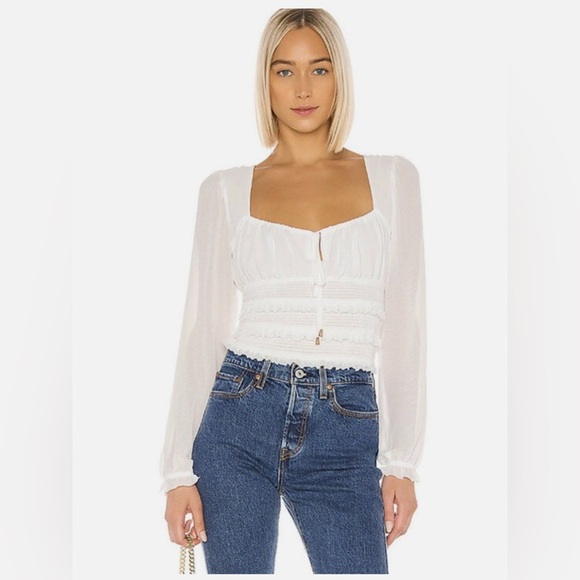 Free People White Long Sleeve Blouse - Picture 4 of 16